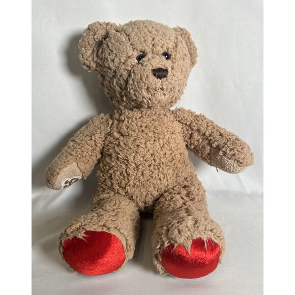 Build a Bear Timeless Teddy Plush Tan Brown Red Paws 2019 Version Stuffed Animal - Picture 7 of 7